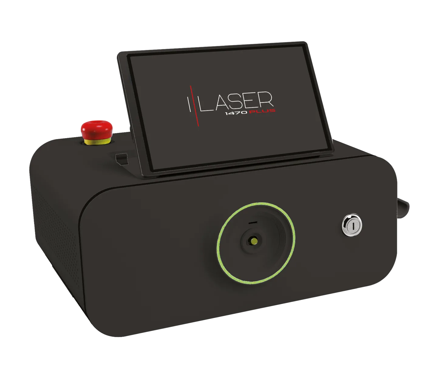 Equipo I-LASER 1470 PLUS con pantalla táctil, pulsador de emergencia y salida de fibra